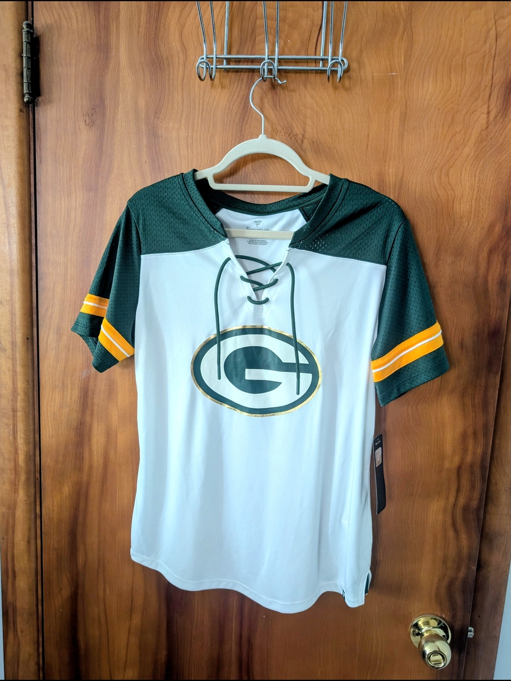 NFL Green & White Jersey Top with Gold Accent